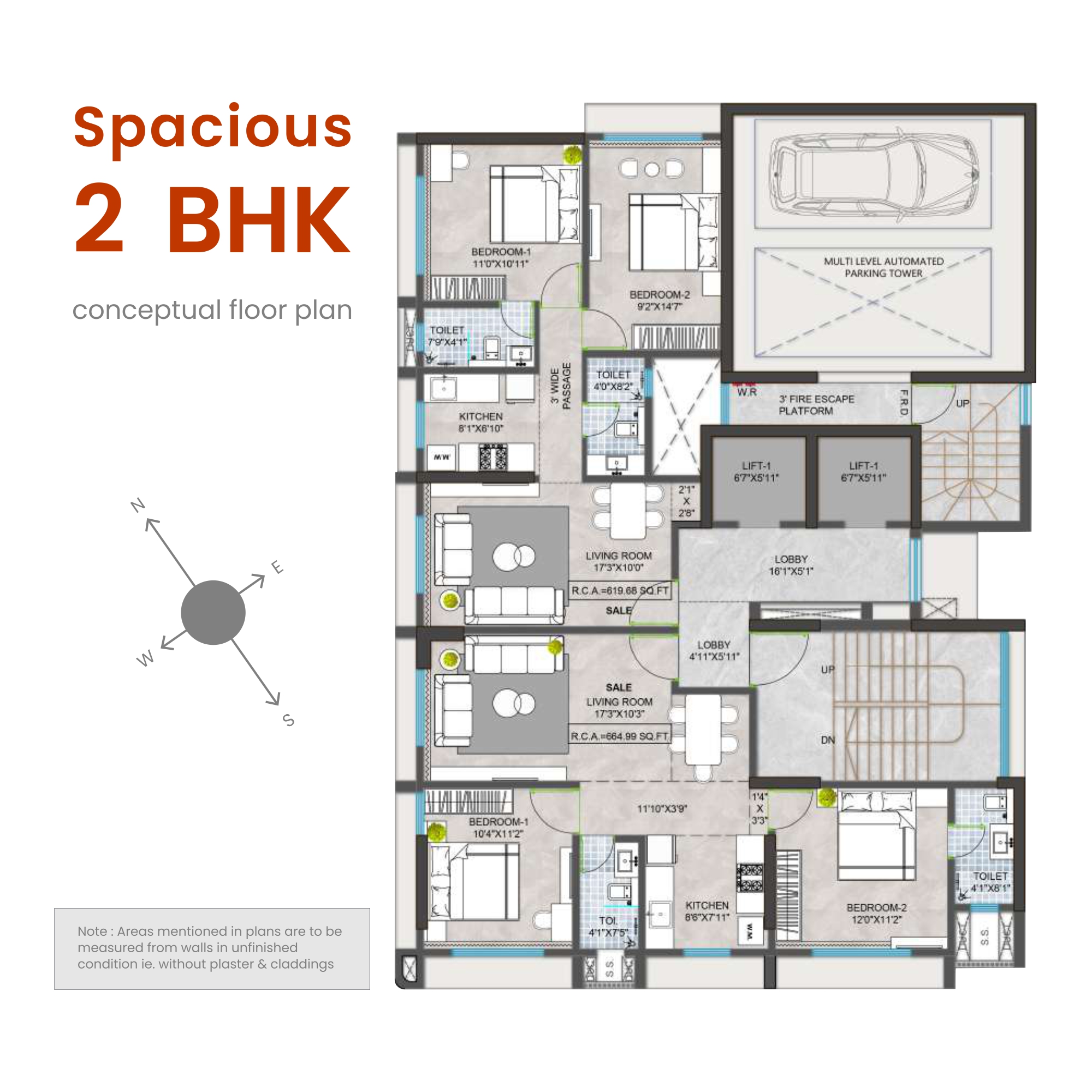 Spacious 2 BHK at Saffron by Buildarch-GP